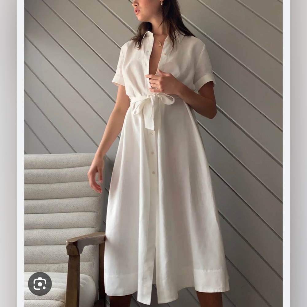Aritzia Wilfred Eleta Linen Dress in White XXS